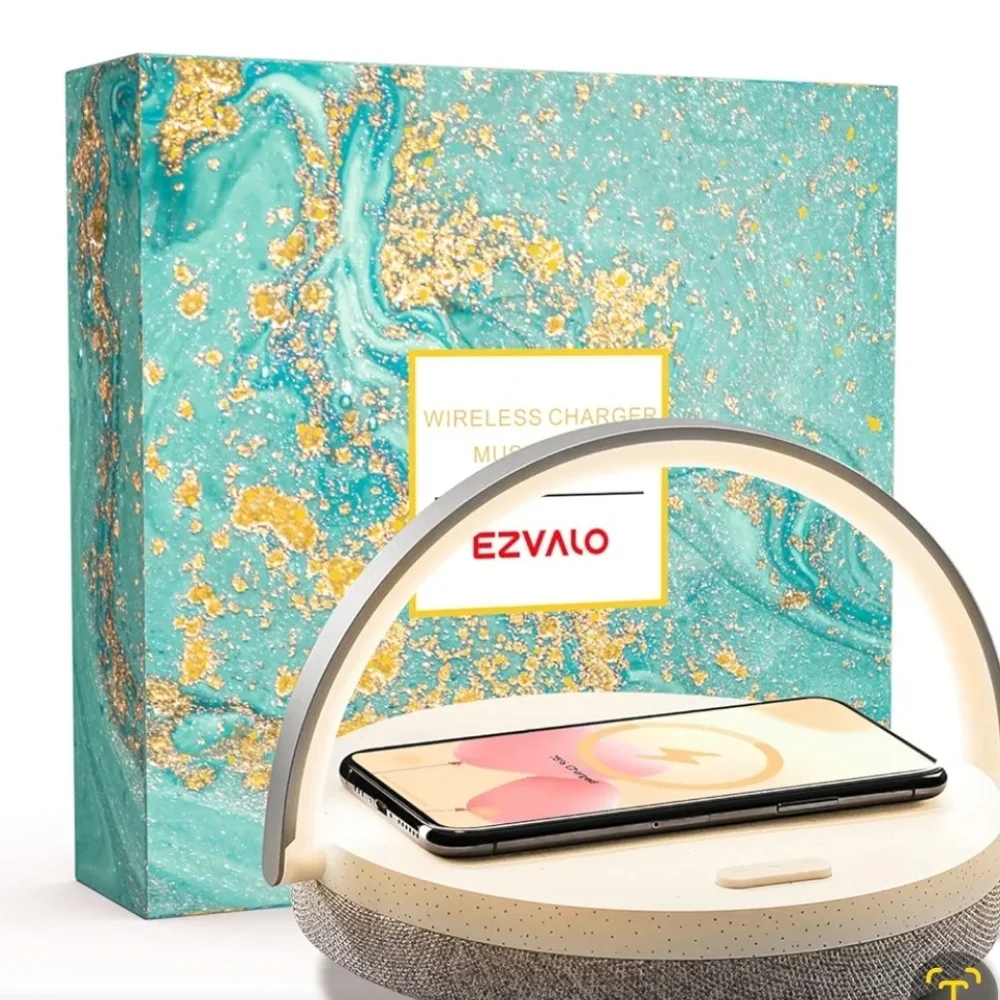 Ezvalo LED 4 in 1 wireless charger music night light touch lamp dock